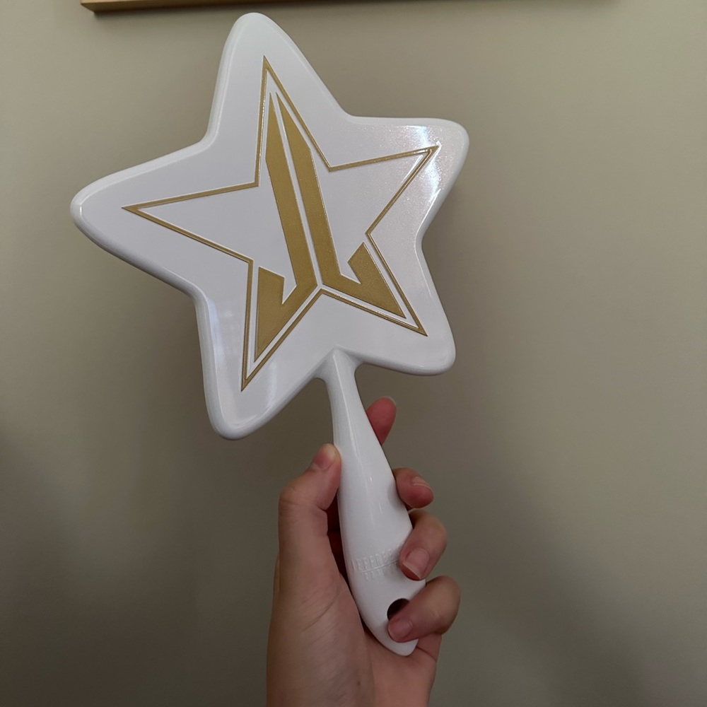Jeffree Star Cosmetics Star Mirror White Iridescent Gold Logo
